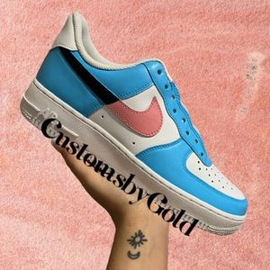 CUSTOM Nike Air Force 1 blue pink & black